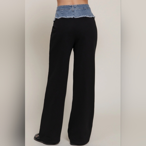 #68593 🛑S,M,L Trendy Fabulous Contrast Waistband Straight Terry Long Pant - Picture 4 of 4